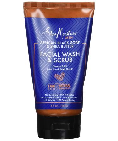 SheaMoisture Men Facial Wash & Scrub African Black Soap & Shea Butter 4 fl oz (118 ml)
