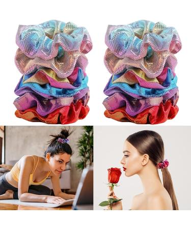 24-Piece Metallic Scrunchies - Shiny Mermaid Hair Ties for Women & Girls | Colorful Elastic Ponytail Holders - Neon Hair Accessories - Buy Online on SooperMarket.com