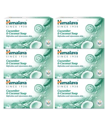 Himalaya Coconut and Cucumber Soap | Revitalizes Your Senses | Moisturizes and Hydrates Skin | Leaves Skin Softer and Smoother | Does Not Dry Skin - 75g (Pack of 6) Cucumber 12.5 g (Pack of 6)