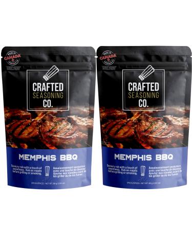 Crafted Seasonings - Memphis BBQ - Savoury Rub with a Touch of Sweetness No MSG & Non-GMO 2 Pack Memphis BBQ 80 g (Pack of 2)