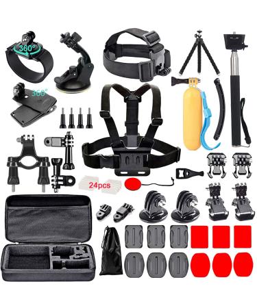 Black pro 60 in 1 Camera Accessories Kit Compatible with GoPro Hero 11 10 9 8 7, GoPro Max, GoPro Fusion, DJI Osmo Action, AKASO, APEMAN, Campark, SJCAM