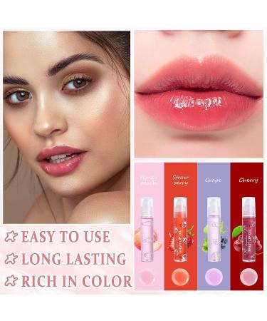 AWCCXMYM 4Pcs Roll On Lip Oil Plumping Hydrating Lip Gloss Set - Moisturizing Lip Care Kit for Natural Shiny Lips - Buy Online on SooperMarket.com