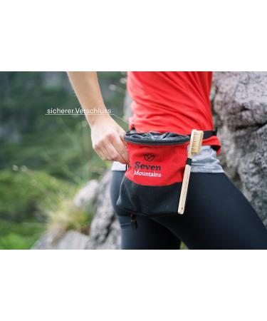 Shop Seven Mountains Boulder Accessories - Black & Red Chalk Bag Set with Bamboo Brush & Chalkball for Ultimate Climbing Safety - Buy Online on SooperMarket.com
