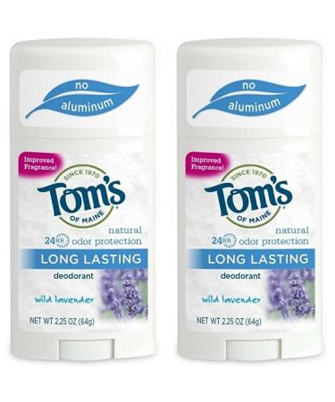 Tom's of Maine Natural Long-Lasting Deodorant Stick Lavender 2.25 Oz (Pack of 2)
