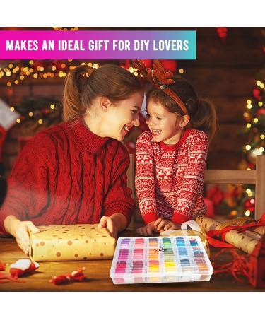 Atteret Embroidery Floss Kit - 108 Colors - Cotton and Metallic Threads - Organizer Storage Box - DMC Color Coding - Cross Stitch, Friendship Bracelets, String Crafts - Buy Online on SooperMarket.com