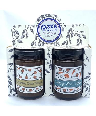 Chutney Selection Gift Set - Great Present For Friends & Family - Includes Caramelised Onion & Potting Shed Pickle - Variety Twin Pack - Lovely Gift Box Filled with Delicious Savoury Spread.