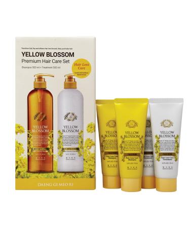 Daeng Gi Meo Ri Hair Care Set Yellow Blossom Shampoo 500ml + 2.3 Fl Oz Samples 43 Fl Oz Total - Anti-Frizz Paraben Free Colza Scent