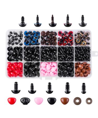 752pcs Safety Eyes and Safety Noses with Washers for Doll  Colorful Plastic Safety Eyes and Noses Assorted Sizes for Doll  Plush Animal and Teddy Bear Craft Making by AMOKIA
