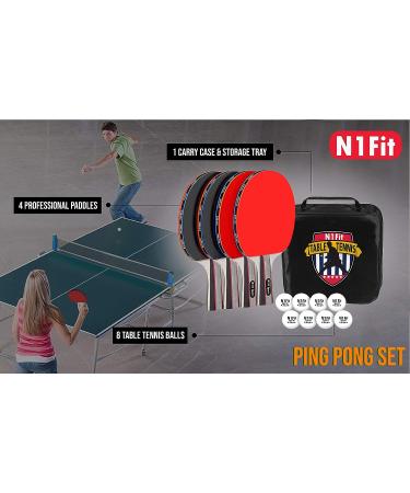 Premium 4 Player Ping Pong Paddle Set with 8 Professional Balls - Indoor-Outdoor Table Tennis Kit with Portable Storage Case - Buy Online on SooperMarket.com