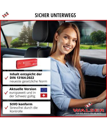 Walser 2024 Car Bandage Pocket - STVO Compliant 3-in-1 First Aid Set with Breakdown Triangle & Warning Vest | DIN 13164 Approved - Buy Online on SooperMarket.com