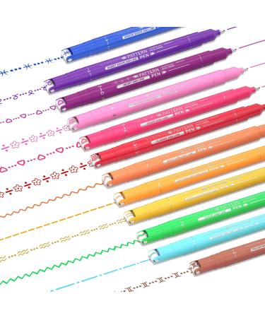 AOROKI 12 Colored Curve Highlighter Pen Set  10 Different Shapes Dual Tip Markers Cool Pens for Journal Planner Scrapbook Art Office School Supplies for Kids Adults Journaling Drawing Note Taking 12 Colors