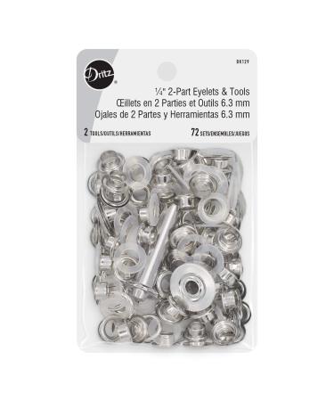 Dritz 1/4" 2-Part Eyelets & Tools, Silver, 72 Sets Eyelets, Nickel Count 2-Part 1/4" Nickel