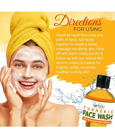 Herblov Turmeric Face Wash 4oz - Natural Anti Aging Exfoliating Cleanser for Acne Scars & Sun Damage - Buy Online on SooperMarket.com