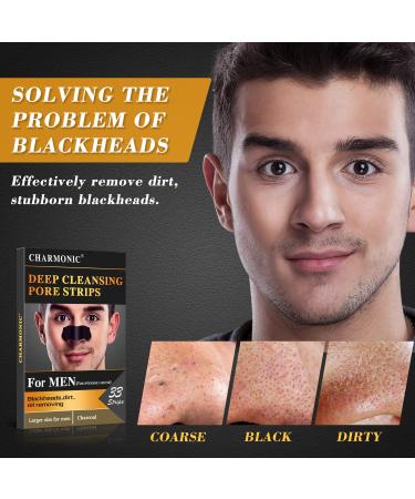 Charcoal Blackhead Pore Strips 33 pcs - Deep Cleansing Peel Off Strips for Men - Remove Blackheads and Face Oil - Nose and Facial Blackhead Remover - Buy Online on SooperMarket.com