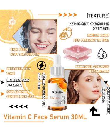 Fusang 2PCS Vitamin C Face Serum Vitamin C Serum Moisturizing Serum Vitamin C Serum for Face 30ML - Buy Online on SooperMarket.com