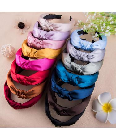 Siquk 15-Piece Silk Wide Knot Turban Headbands for Women - Top Knotted Style - Buy Online on SooperMarket.com