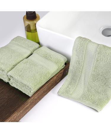 Ultra Soft Cotton Face Towels Washcloths Bulk - 12 Pack for Men or Women | Absorbent Bath Towels Set for Hotel, Spa, Kitchen | Multi-Purpose Wash Rags in Sage Color - Buy Online on SooperMarket.com