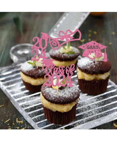 Rsstarxi 36 Pack Class of 2024 Graduation Cupcake Toppers 2024 Graduation Food Appetizer Picks 2024 Grad Cap Done Diploma Cupcake Picks for 2024 Graduation Theme Party Cake Decorations Pink - Buy Online on SooperMarket.com
