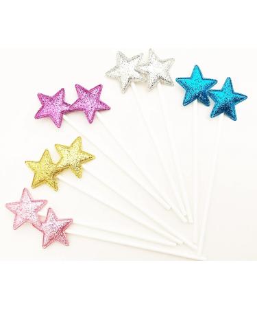 AILEXI Handmade 10 Matt Glitter Cake Toppers - Multicolored Star Decorations for Cakes Cupcakes & Ice Cream - Buy Online on SooperMarket.com