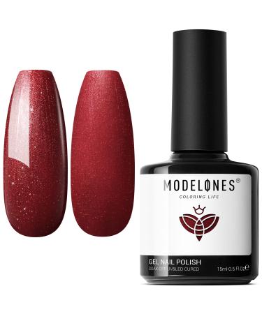 modelones Gel Nail Polish  15ML Fall Burgundy Dard Red Gel Polish Soak Off LED Color Nail Polish  0.5 Fl Ounce