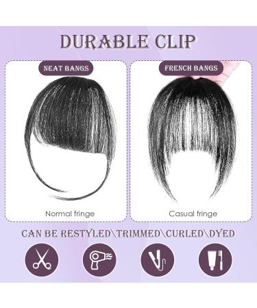 Real Hair Clip-In Fringe 100% Real Hair Clip in Bangs with Temples Remy Real Hair Fringe Bangs One Piece Human Hair Clip in Pony Fringe Extensions Natural Bangs for Women (Brown Black) - Buy Online on SooperMarket.com