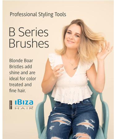 Ibiza Hair Professional B Series Round Boar Hair Brush with Blonde Bristles - Cork Handle | Ideal for Color Treated & Fine Hair | Add Texture & Shine - Buy Online on SooperMarket.com