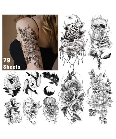 Cerlaza 79 Sheets Long Lasting Temporary Tattoos for Women  Waterproof Fake Tattoos Temporary Realistic  Body Markup Hand Tattoos Tatuajes Temporales Adult - 205 Styles