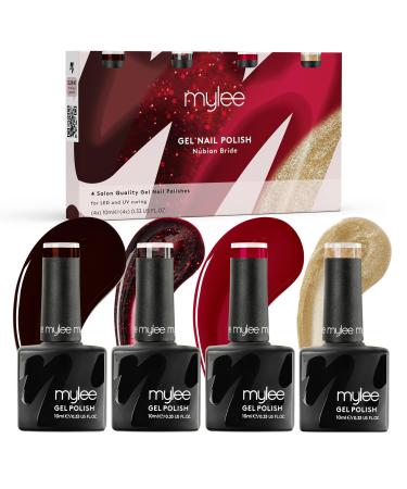 Mylee Gel Nail Polish Quad Set 4x10ml Nubian Bride UV/LED Soak-Off Nail Art Manicure Pedicure for Professional Salon & Home Use Unveiled Collection - Long Lasting & Easy to Apply MG-QUAD44 - Nubian Bride