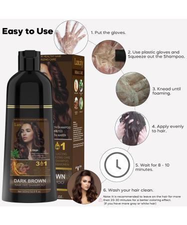 Dark Brown Hair Dye Shampoo - 3 In 1 Instant Gray Coverage | Herbal Hair Color for Men & Women (500mL - Buy Online on SooperMarket.com