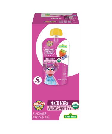 Earth's Best Organic Sesame Street Toddler Fruit Yogurt Smoothie, Mixed Berry, 4.2 oz Pouch (Pack of 12)