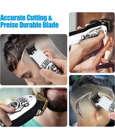 BESTBOMG Cordless Hair Clippers & Trimmer Set - T-Blade, Ceramic Blade, Rechargeable, 10 Guide Combs - Ideal for Men, Fathers, Husbands, Boyfriends - 2p-white - Buy Online on SooperMarket.com