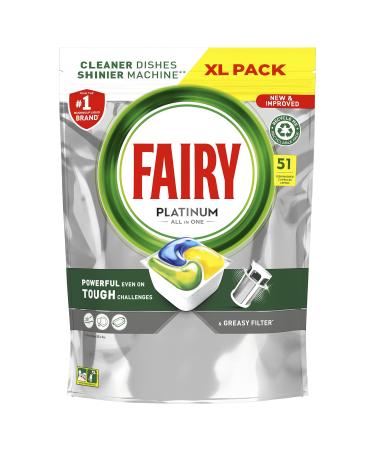 Fairy Platinum All In One Dishwasher Lemon 51 Tablets Lemon 1 count (Pack of 51)