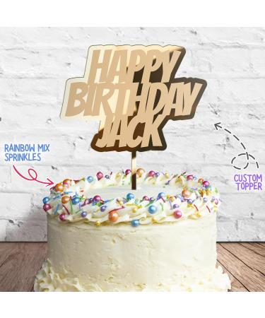 Cakeshop Cake Decoration Pack | Happy Birthday Premium 3mm Mirror Acrylic Plastic Cake Topper Sign & 25g Party Pack of Cake Sugar Sprinkles | Custom Name Cake Decorations (Gold) Non-Prime Mirror Acrylic: Gold - Buy Online on SooperMarket.com
