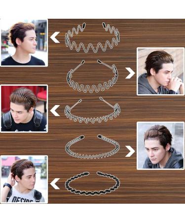 Timoo 5 PCS Metal Spring Wavy Hairband Hair Hoop - Fashionable Headwear for Men & Women - Black - Buy Online on SooperMarket.com