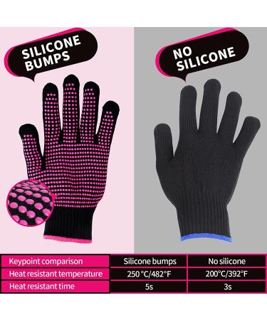 Teenitor Heat Resistant Gloves with Silicone Bumps - Professional Mitts for Hair Styling - Universal Fit Size - Rose Red - Buy Online on SooperMarket.com