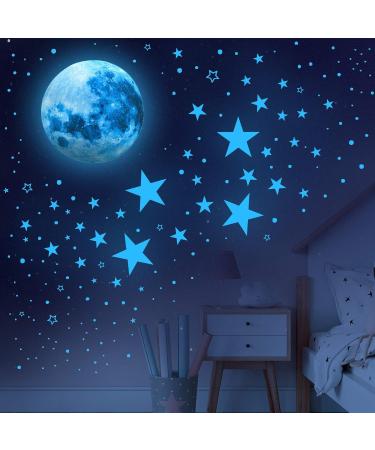 Glow in the Dark Stars and Moon Wall Decals - Kids Ceiling Stars for Nursery, Bedroom, Living Room - Buy Online on SooperMarket.com