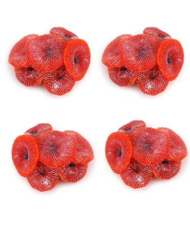 Ornaments for Aquariums 4 Pieces Artificial Coral Ornament Coral Underwater Plant for Fish Tank Decoration (Red)