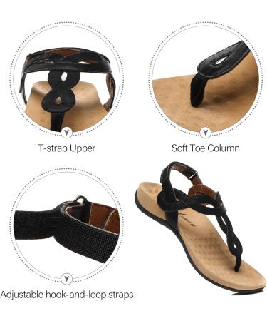 Women's Orthopedic Sandals with Arch Support - Athlefit Comfortable Orthotic Flip Flops in Black (Size 8.5) - Buy Online on SooperMarket.com
