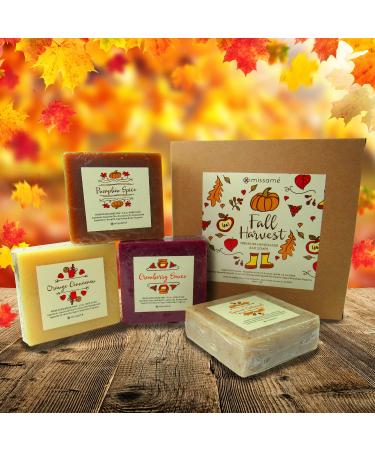 Handmade Bath Soap Set - Pumpkin Spice Cranberry Oatmeal & Orange Cinnamon - 4 Full Sized 5oz Soaps with Organic Shea Butter - International Shipping Available - Buy Online on SooperMarket.com