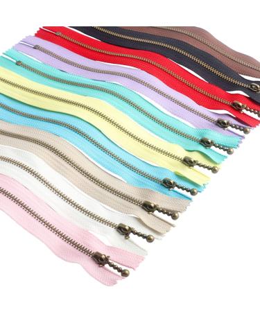 Beaulegan Metal Zippers 10 Pcs - 3 Antique Brass Close-end 6 Inch (15 cm)  Assorted Color Mix/10 Pcs 6 inch