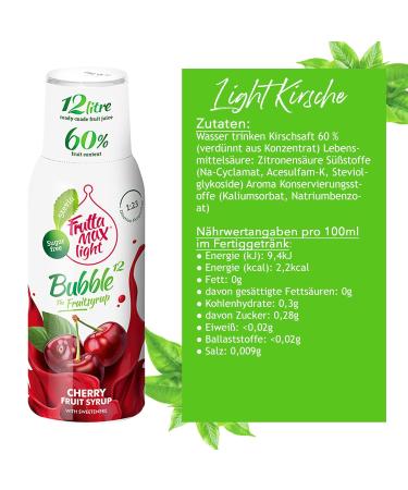 Frutta Max 4 x 500ml Light Fitness Syrup - Cherry Apricot Raspberry Mango | Sugar-Free | 60% Fruit Content | With Stevia - Buy Online on SooperMarket.com