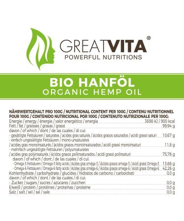 GreatVita Organic Hemp Oil - 100% Pure Cold Pressed 500ml Rich in Omega 3 & 6 - Shop Internationally! - Buy Online on SooperMarket.com