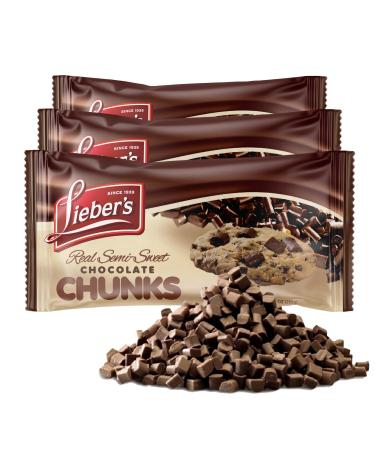 Lieber's Real Semi Sweet Chocolate Chunks | Baking Chips | Kosher 9 OZ Pack Of 3