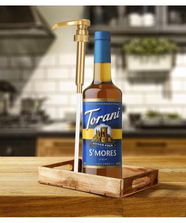 Torani Sugar Free S'mores Syrup 750ml Glass Bottle with Little Squirt Pump - 25.4 oz - Buy Online on SooperMarket.com