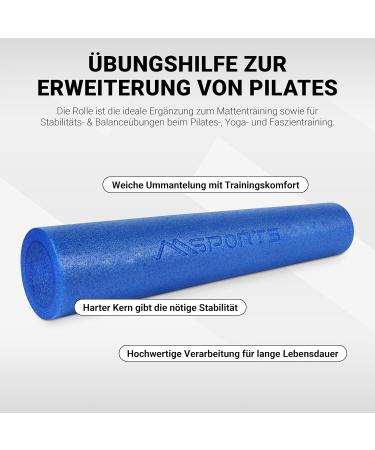 Premium Yoga Roll & Pilates Fascia Roller - 90 x 15 cm - Blue for Stretching & Recovery - Buy Online on SooperMarket.com