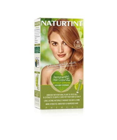 Naturtint Permanent Hair Colour 8C Copper Blonde | Plant Enriched Radiant Colour | Ammonia Free | Vegan-Friendly Formula | Long Lasting Grey Coverage