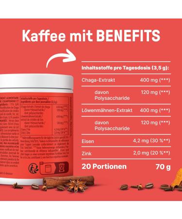 Braineffect Mushroom Coffee - Instant Arabica with Lion's Mane & Chaga | Boost Focus & Energy | 30 Portions - Shop Now! - Buy Online on SooperMarket.com