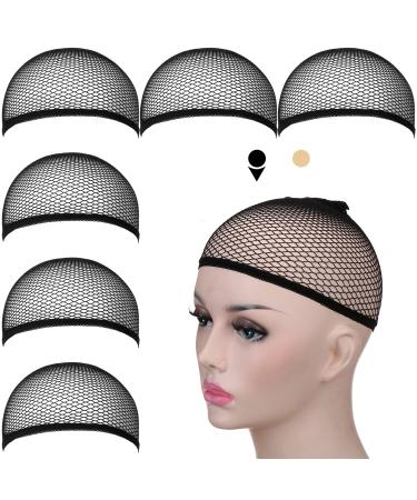 Akstore Mesh Wig Cap Net Natural Nylon Wig Caps (6PCS - Mesh Black)