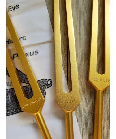 8 Gold Chakra Unweighted Tuning Fork Therapy Energy Healing with Mallet Velvet Pouch - Buy Online on SooperMarket.com