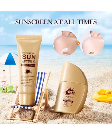 Buy Sunscreen for Face & Body + After Sun Lotion - SPF 60+ Sun Protection Aloe Soothing Skincare Non-Sticky Face Moisturizer - International Shipping Available - Buy Online on SooperMarket.com